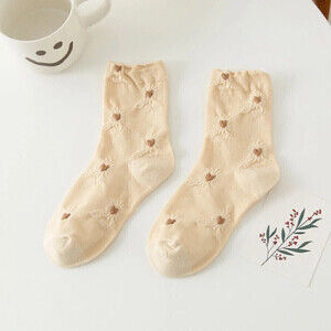 Breathable Heart Pattern Tube Socks in Khaki